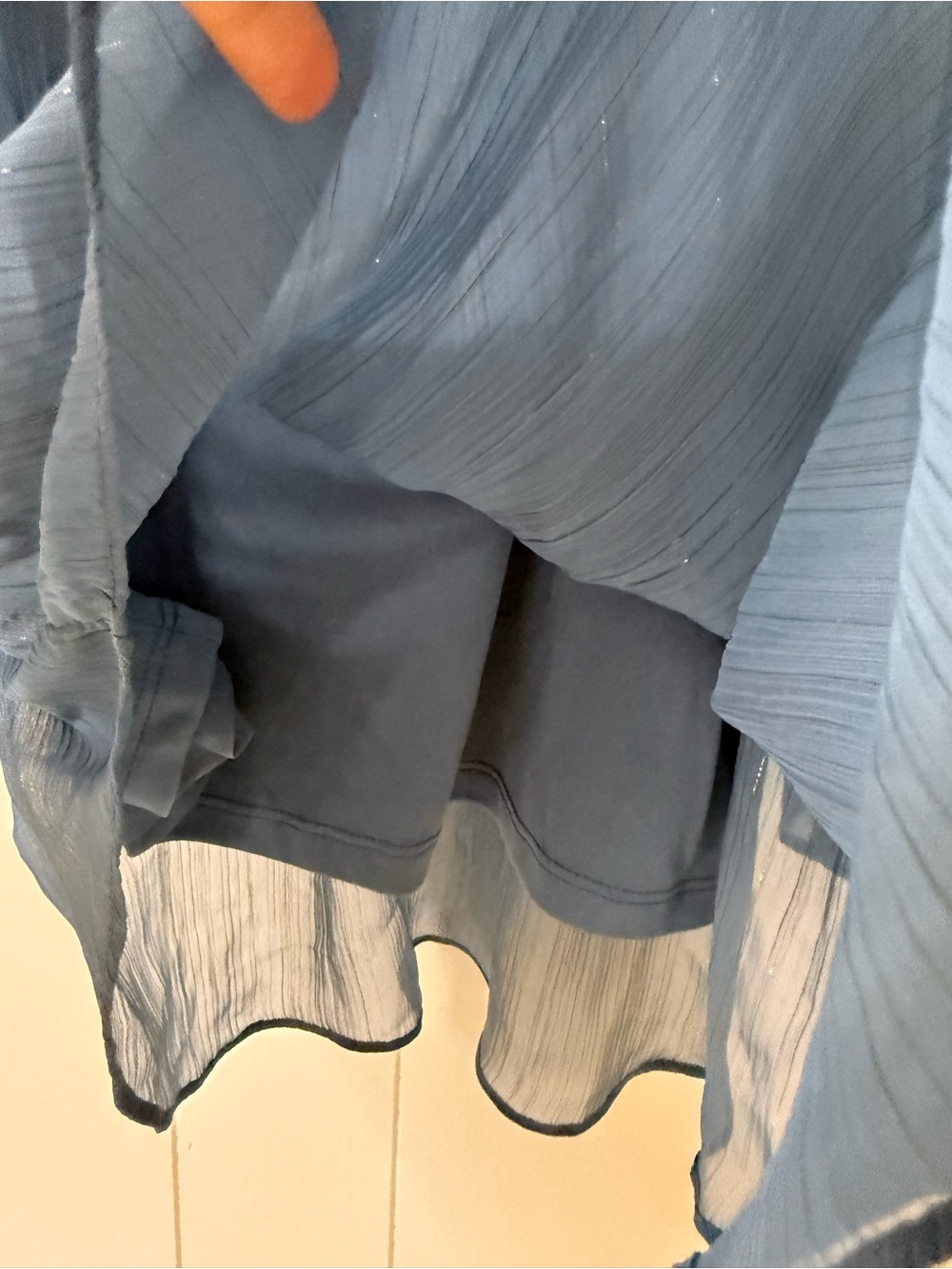 LC Lauren Conrad Sheer Blue Ruffled Flutter-Sleeve Tunic - Picture 4 of 5